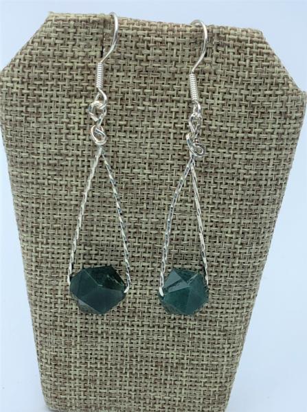 Green Agate Earrings #411 picture