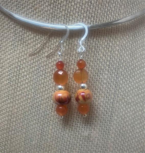 Carnelian Agate Drop Earrings #318 picture