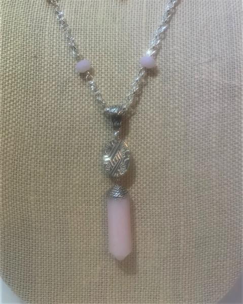 Rose Quartz Obelisk Sphere Necklace #412 picture