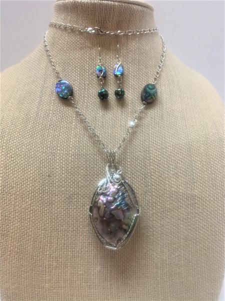 Abalone Sterling Silver Wrapped Necklace #107 picture