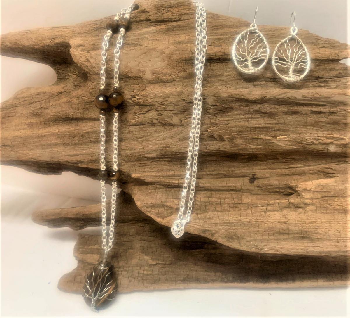 Tiger Eye Tree of Life Necklace #393 picture