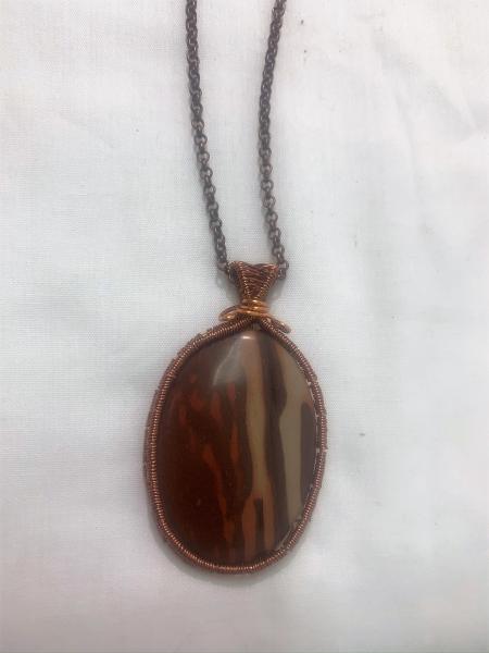 Banded Jasper Coppertone with Copper Wire Weave Bezel #623 picture