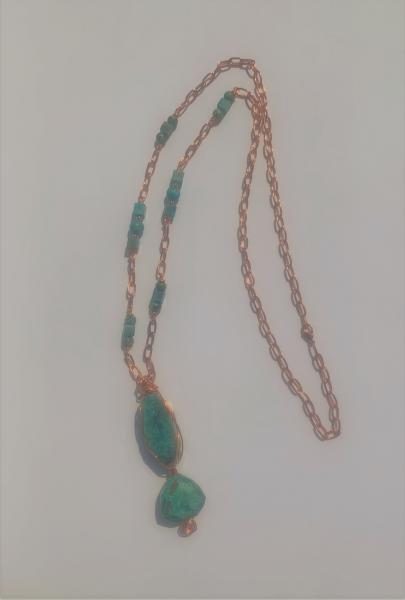 Turquoise Jasper Double Pendant Necklace #619