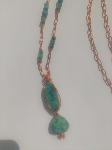 Turquoise Jasper Double Pendant Necklace #619 picture