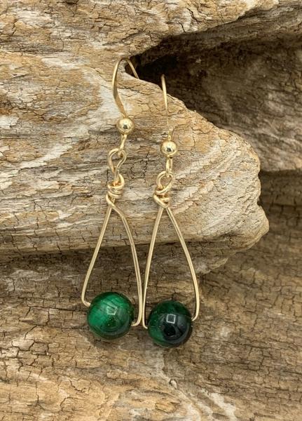 Malachite Dangle Earrings #121 picture