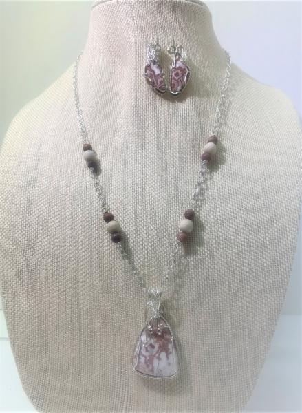 Lace Agate Pendant on Sterling Silver Chain #109 picture