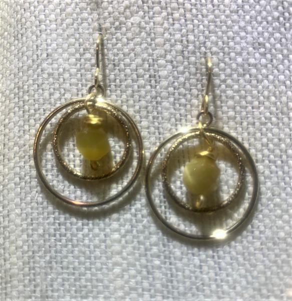 Gold Circle Agate Earrings #804