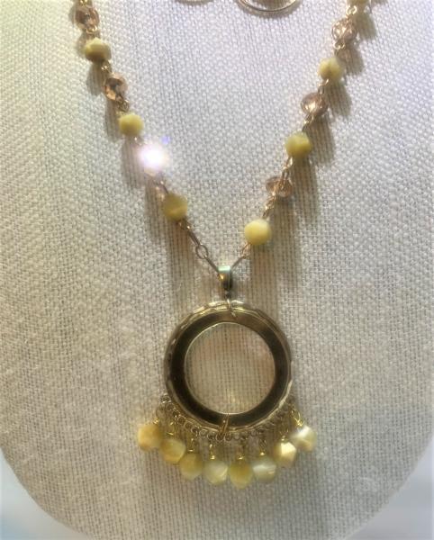 Gold Circle Dangle Necklace #803 picture