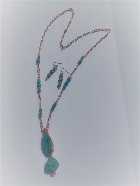 Turquoise Jasper Double Pendant Necklace #619 picture