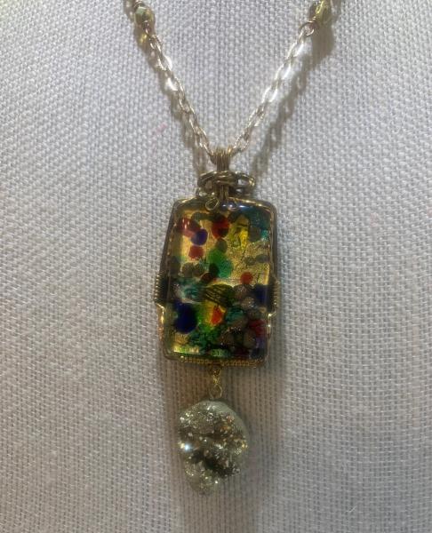 Gold Nugget Dichroic Pendant Necklace #819 picture