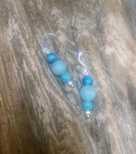 Aqua Agate Earrings #424 picture