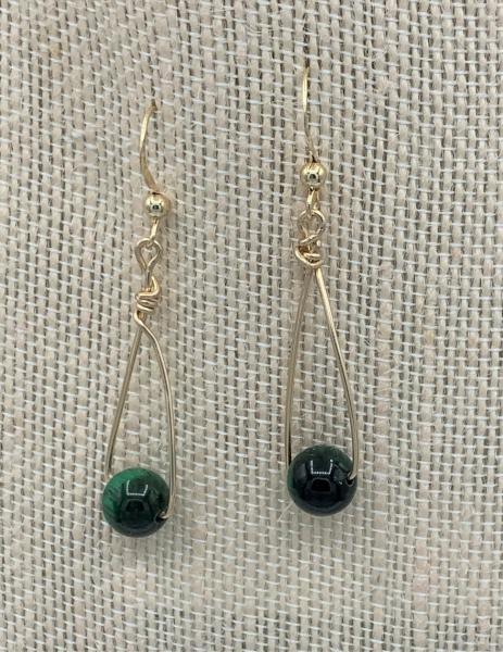 Malachite Dangle Earrings #121 picture