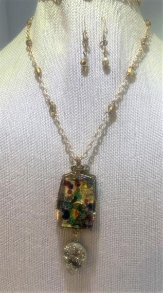 Gold Nugget Dichroic Pendant Necklace #819 picture