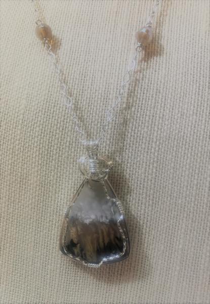Deming Agate Sterling Silver Wrapped Necklace #414 picture