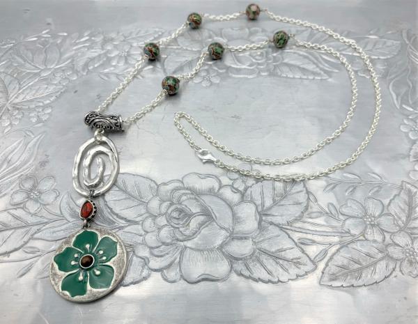 Metal Green Flower Pendant #1500 picture