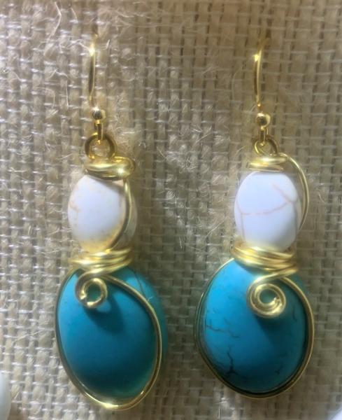 Turquoise and Howlite Earrings #822