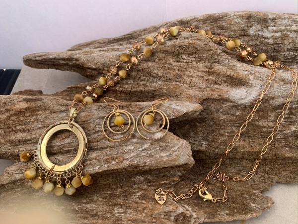 Gold Circle Dangle Necklace #803