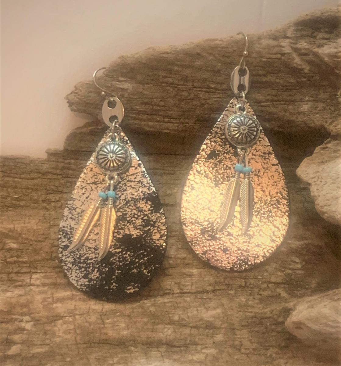 Metallic Leather  Earrings #1203 picture