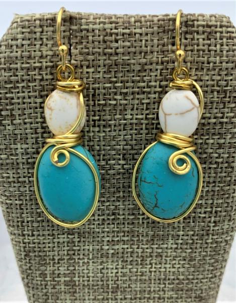 Turquoise and Howlite Earrings #822 picture