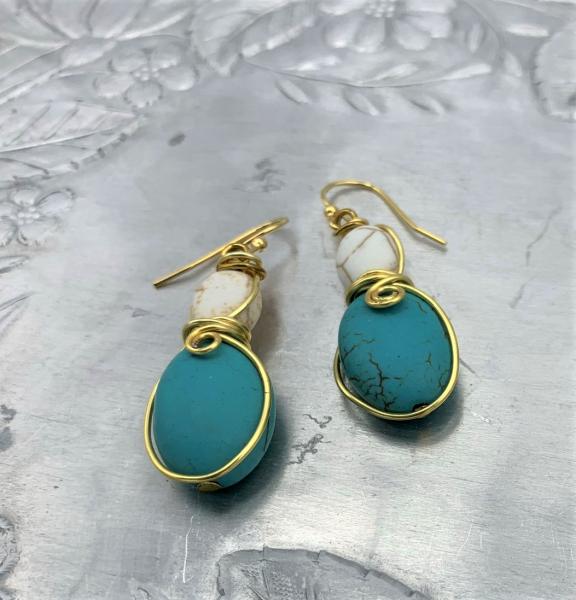 Turquoise and Howlite Earrings #822 picture