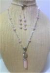 Rose Quartz Obelisk Sphere Necklace #412