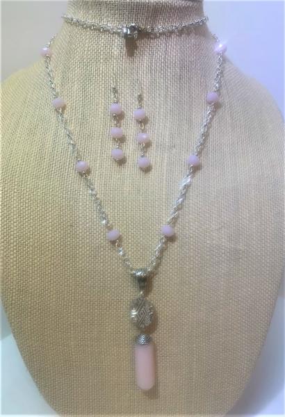 Rose Quartz Obelisk Sphere Necklace #412