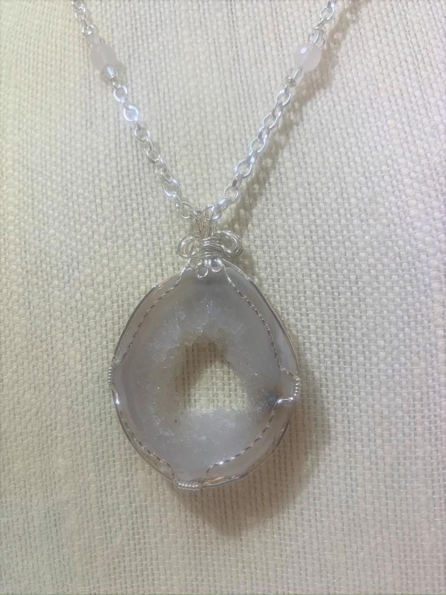 Crystal Druzy Slab Necklace #408 picture