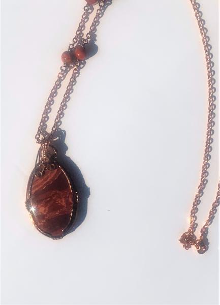 Copper Wrapped Red Jasper Necklace #646 picture
