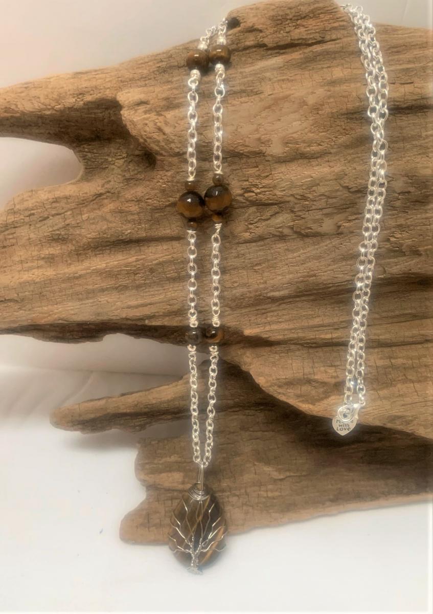 Tiger Eye Tree of Life Necklace #393 picture