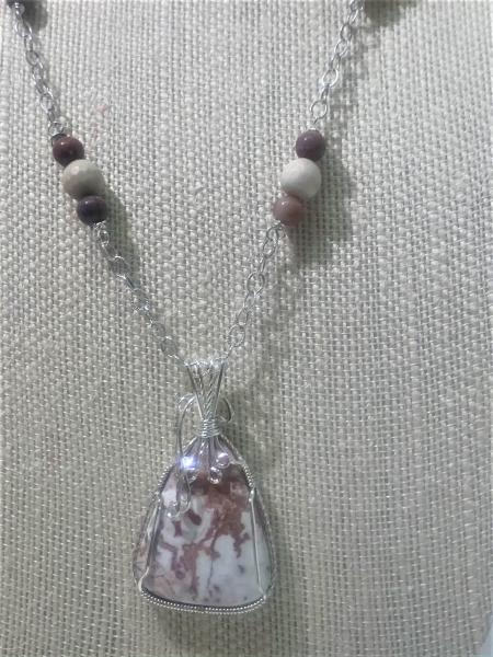 Lace Agate Pendant on Sterling Silver Chain #109 picture