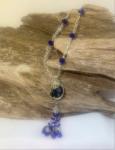 Blue Jasper Wire Wrap with Beaded Tassel #355