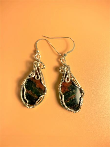 Bloodstone Sterling Earrings #442 picture