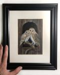 "Barn Owls", Small Original 5 x 7 Color Pencil Art
