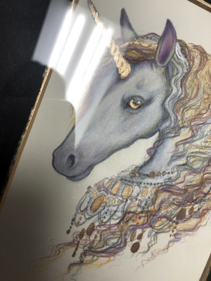 &ldquo;Unicorn Adorned", original color pencils, 4.5 x 6.5 picture