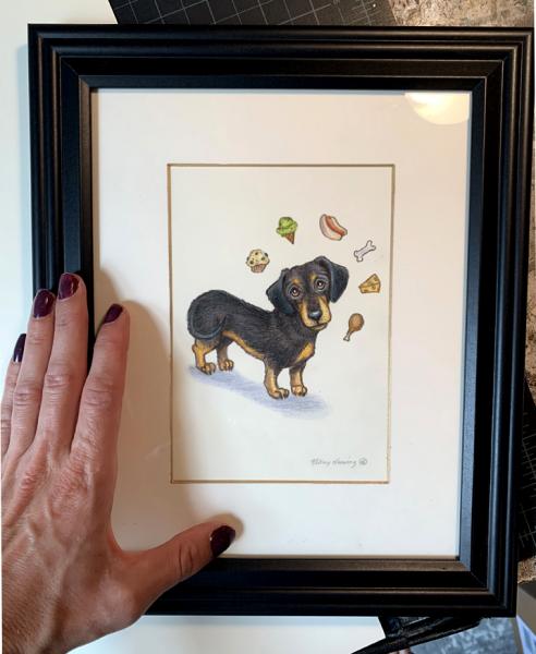 "Dachshund Dreams", Small Original 5 x 7 Color Pencil Art, Cute Dog Series picture