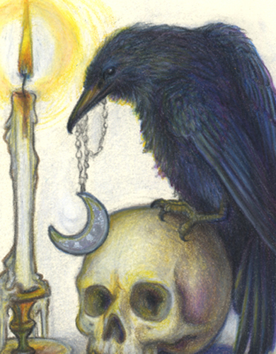 “Keeper of Secrets", original color pencils, 4.5 x 6.5  *plus note cards when finished picture