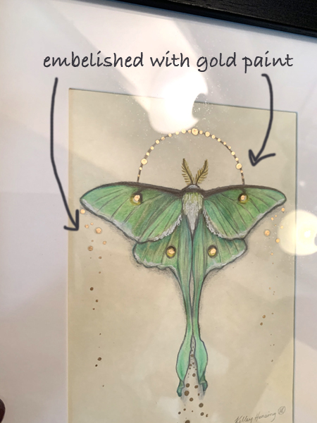 "Luna Moth", Small Original 5 x 7 Color Pencil Art picture