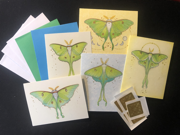 Note Cards, Pretty Luna Moths  4.5 x 5.5