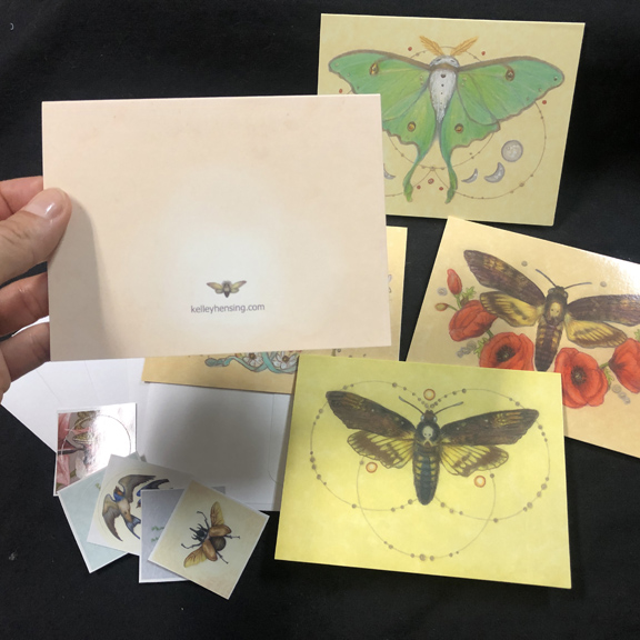 Embelished Moths 5 blank cards picture