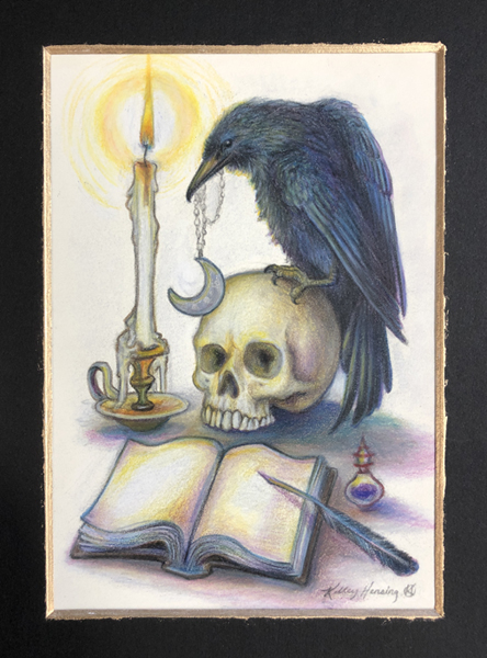 “Keeper of Secrets", original color pencils, 4.5 x 6.5  *plus note cards when finished picture