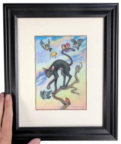 “BIRDIES! (Let's be Friends)", original color pencils, 4.5 x 6.5 picture