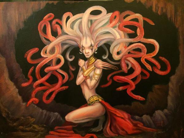 "Medusa", Original Oil Painting, 24 x 18, Framed Art, Fantasy/Mythology picture