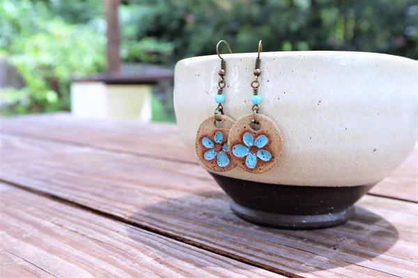 Light blue flower earrings　#3 picture