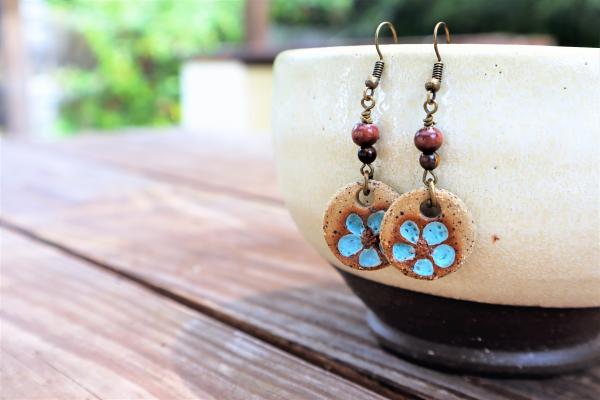 Light blue flower earringsã€€#10