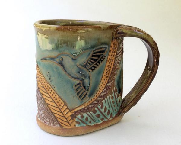 Hummingbird Pottery Mug Coffee Cup Handmade Functional Tableware Safe 12 oz