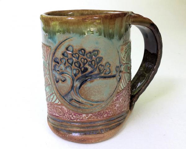 Tree of Life Pottery Mug Coffee Cup Handmade Textural Design Functional Tableware 12 oz