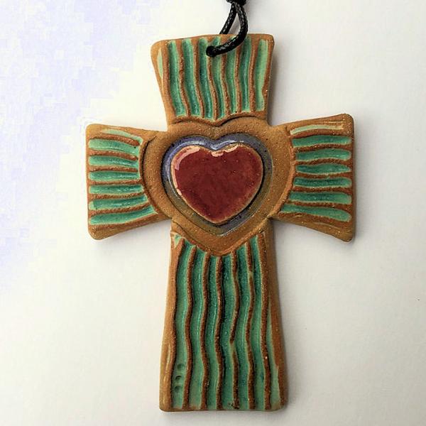 Cross with Heart Christmas Ornament