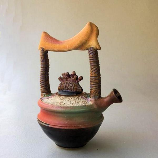 Tea Pot with gold handle