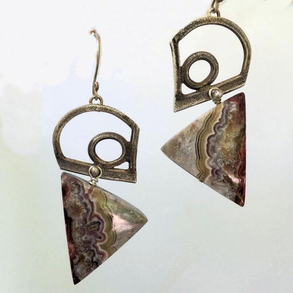 Mexican Crazy Lace Agate and Sterling Silver Earrings