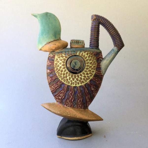 Tea Pot Pottery Sun Design Hand Made Sculptural Tea Pot Helene Fielder